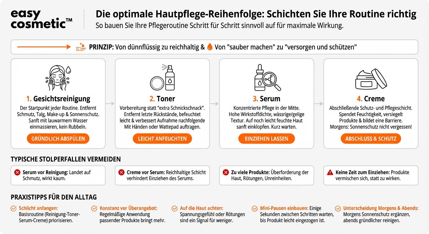 In welcher Reihenfolge verwende ich Gesichtsreinigung, Toner, Serum und Creme?