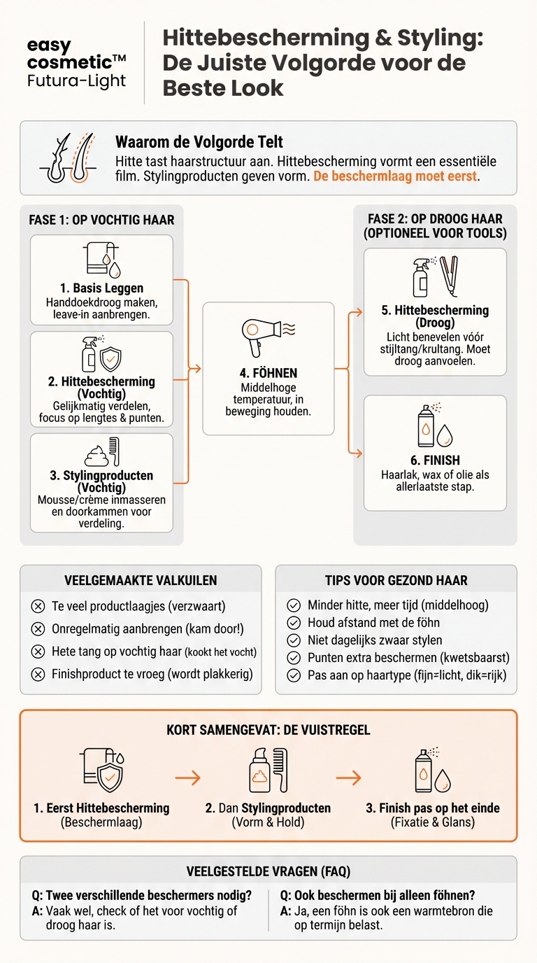 In welke volgorde breng ik styling- en hittebeschermingsproducten het beste aan?