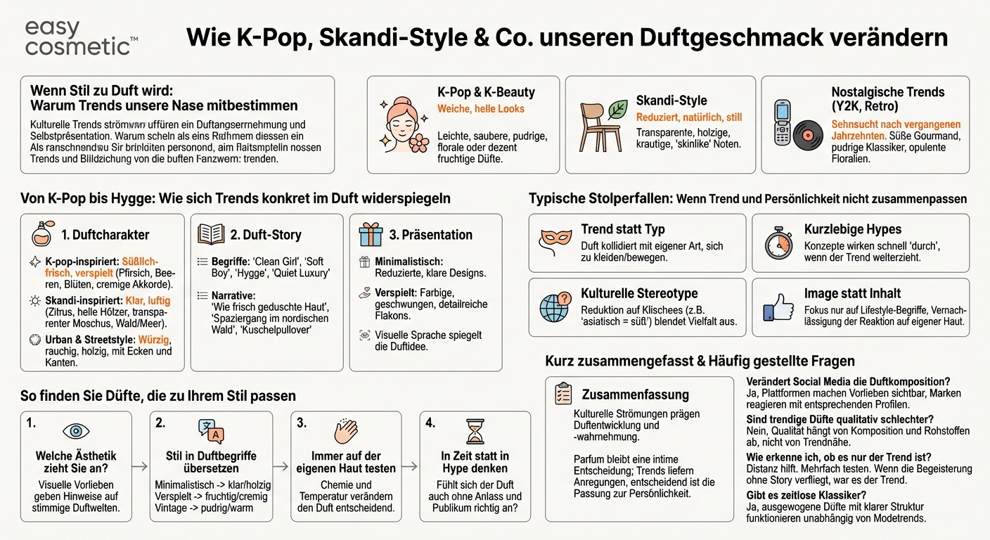 Inwiefern beeinflussen kulturelle Strömungen (z.B. K-Pop, Skandi-Style) die Auswahl neuer Düfte?