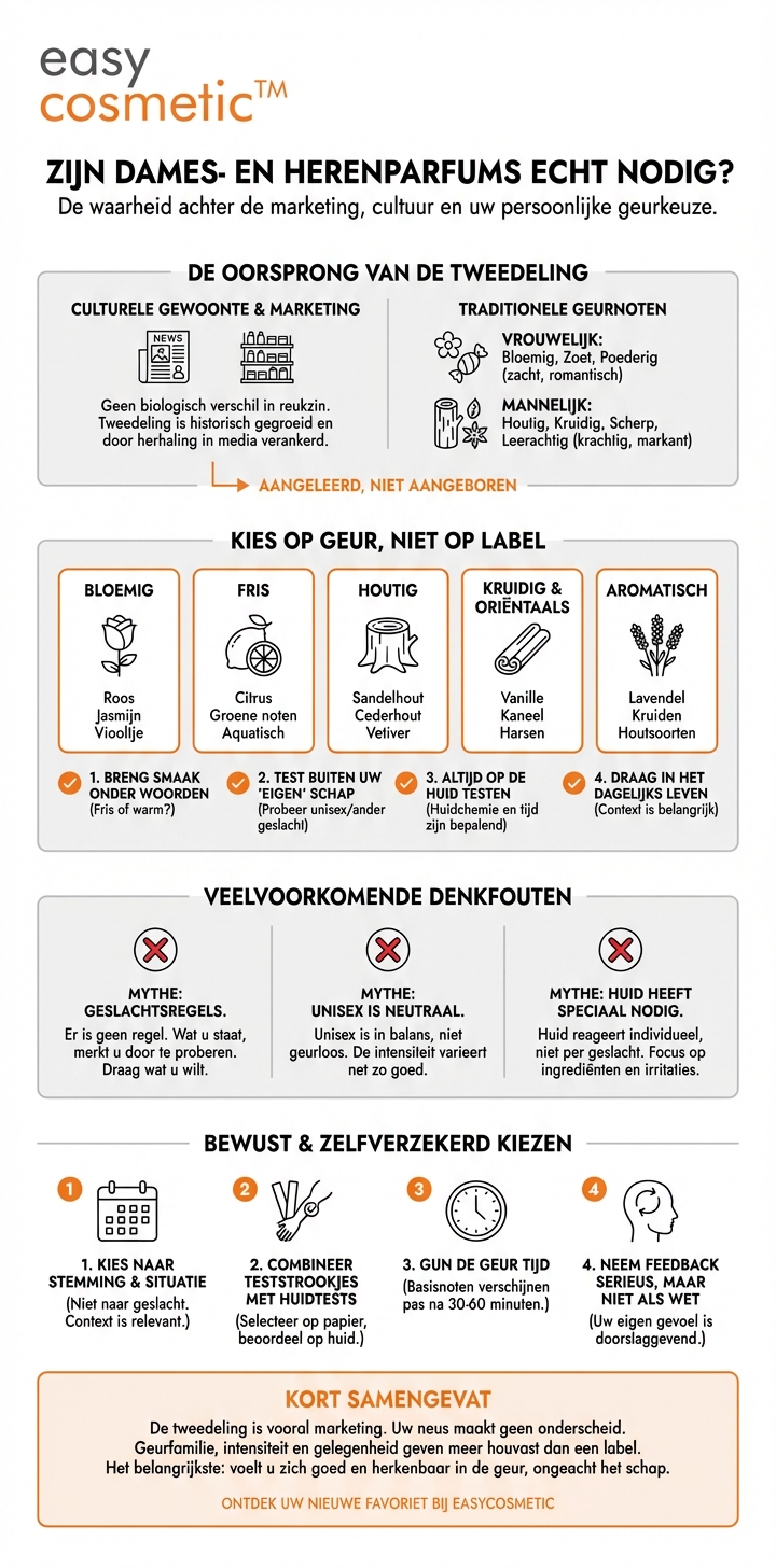 Is een indeling van parfum naar geslacht (dames- en herengeuren) echt zinvol of vooral marketing?