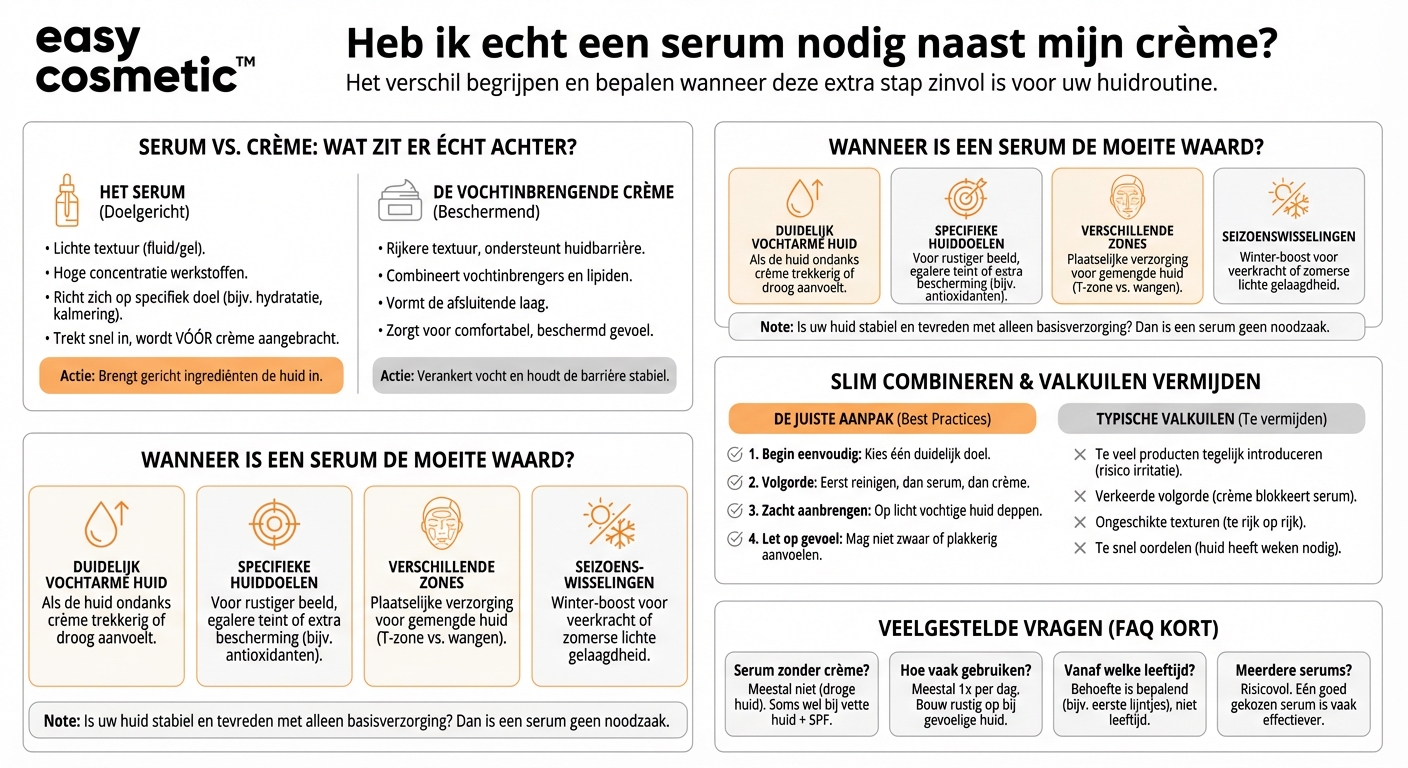 Is een serum zinvol als ik al een dag- of nachtcrème met hydraterende werking gebruik?