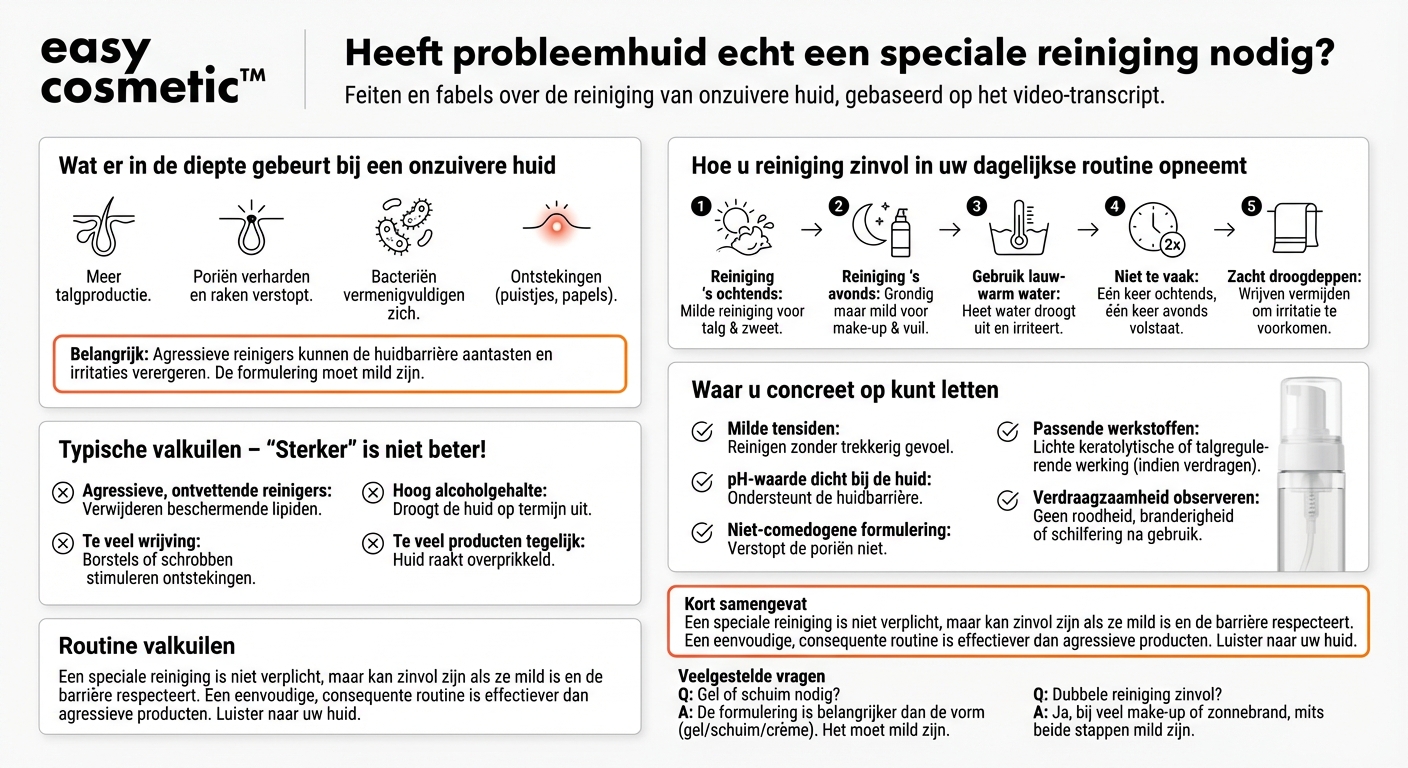 Is een speciale reiniging nodig voor onzuivere of acnegevoelige huid?