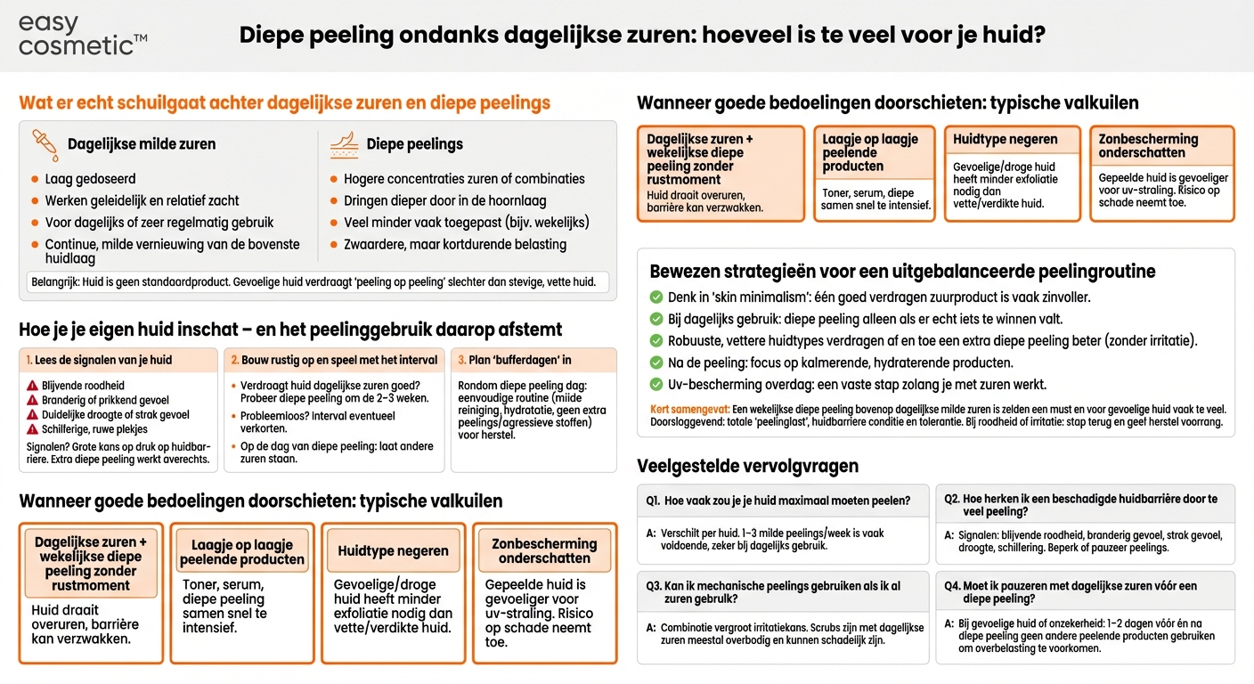 Is een wekelijkse dieptereinigende peeling zinvol als je dagelijks milde zuren gebruikt?