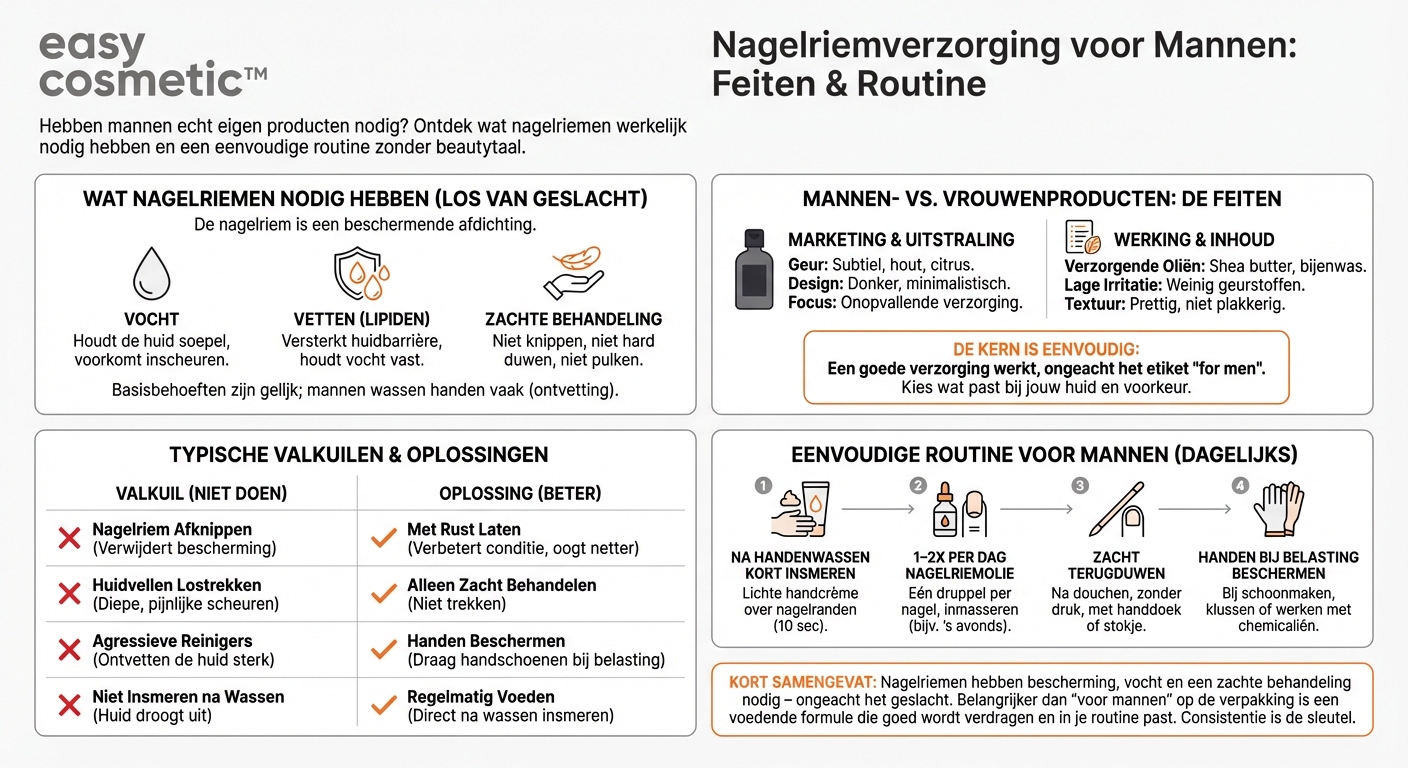 Is er speciale nagelriemverzorging voor mannen en verschilt deze van producten voor vrouwen?