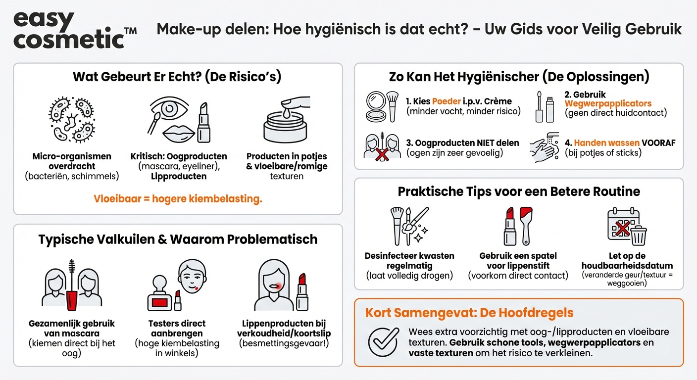 Is het onhygiënisch om make-up met anderen te delen?