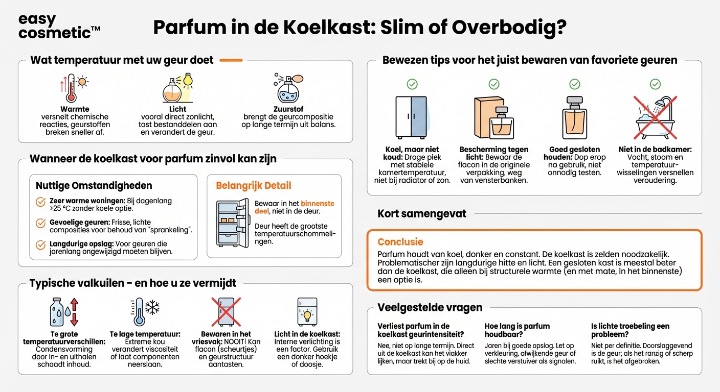 Is het zinvol om parfum in de koelkast te bewaren?