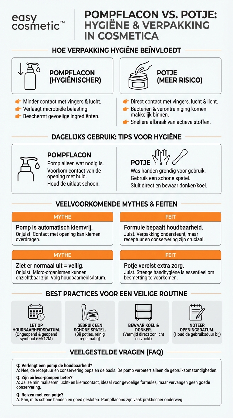 Is verzorging met een pompsysteem hygiënischer en langer houdbaar dan producten in een pot?