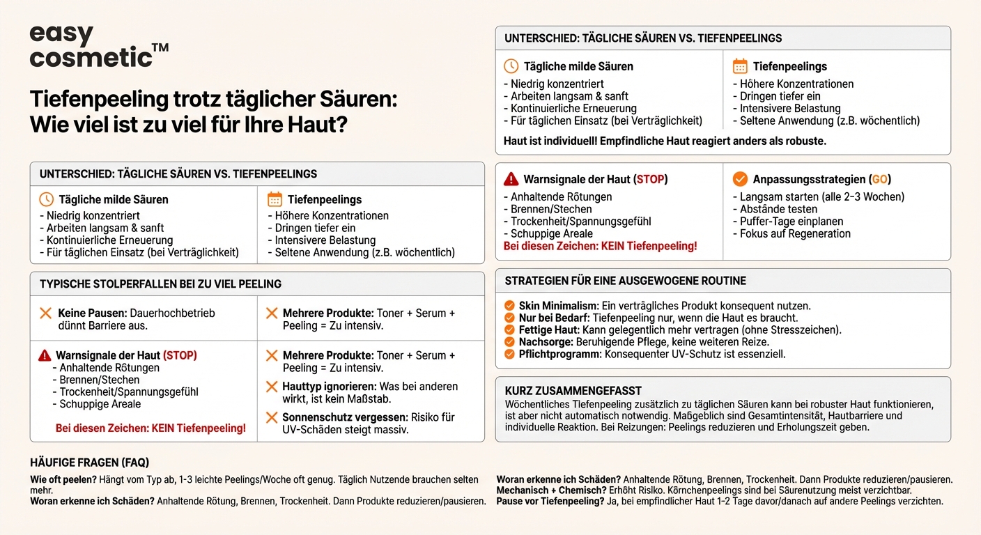 Ist ein wöchentliches Tiefenpeeling sinnvoll, wenn man täglich milde Säuren verwendet?