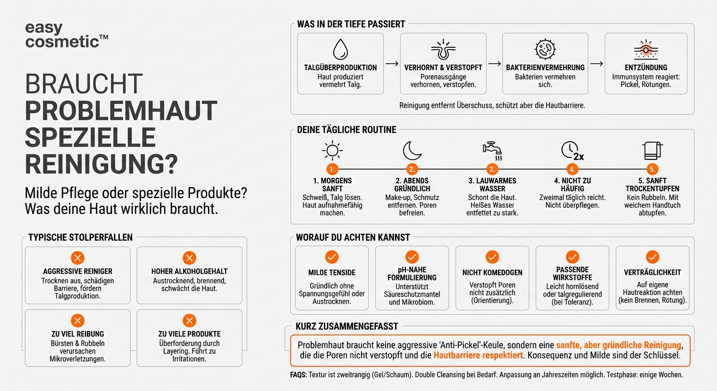 Ist eine spezielle Reinigung für unreine oder zu Akne neigende Haut notwendig?