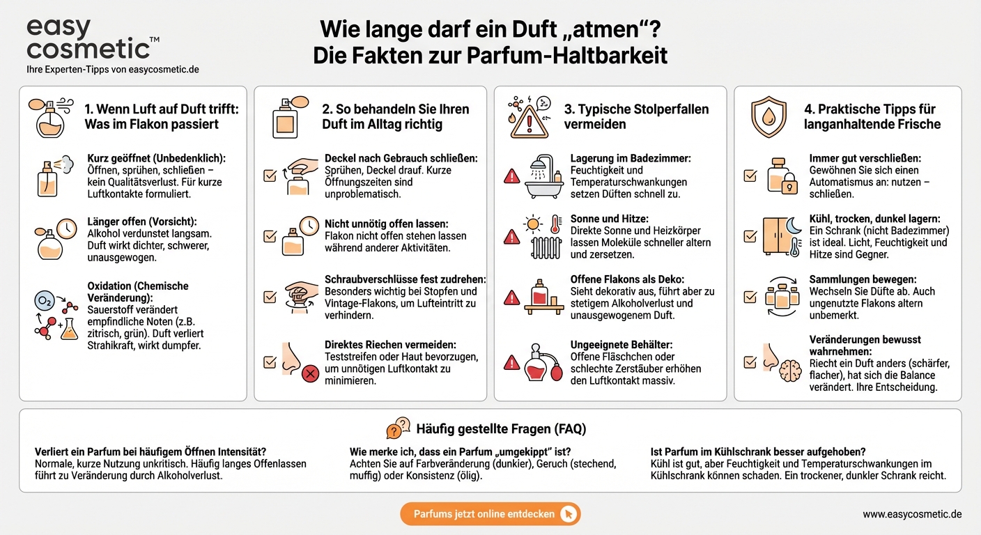 Ist es ein Problem, wenn ein Parfumflakon länger offen steht, bevor ich ihn wieder verschließe?