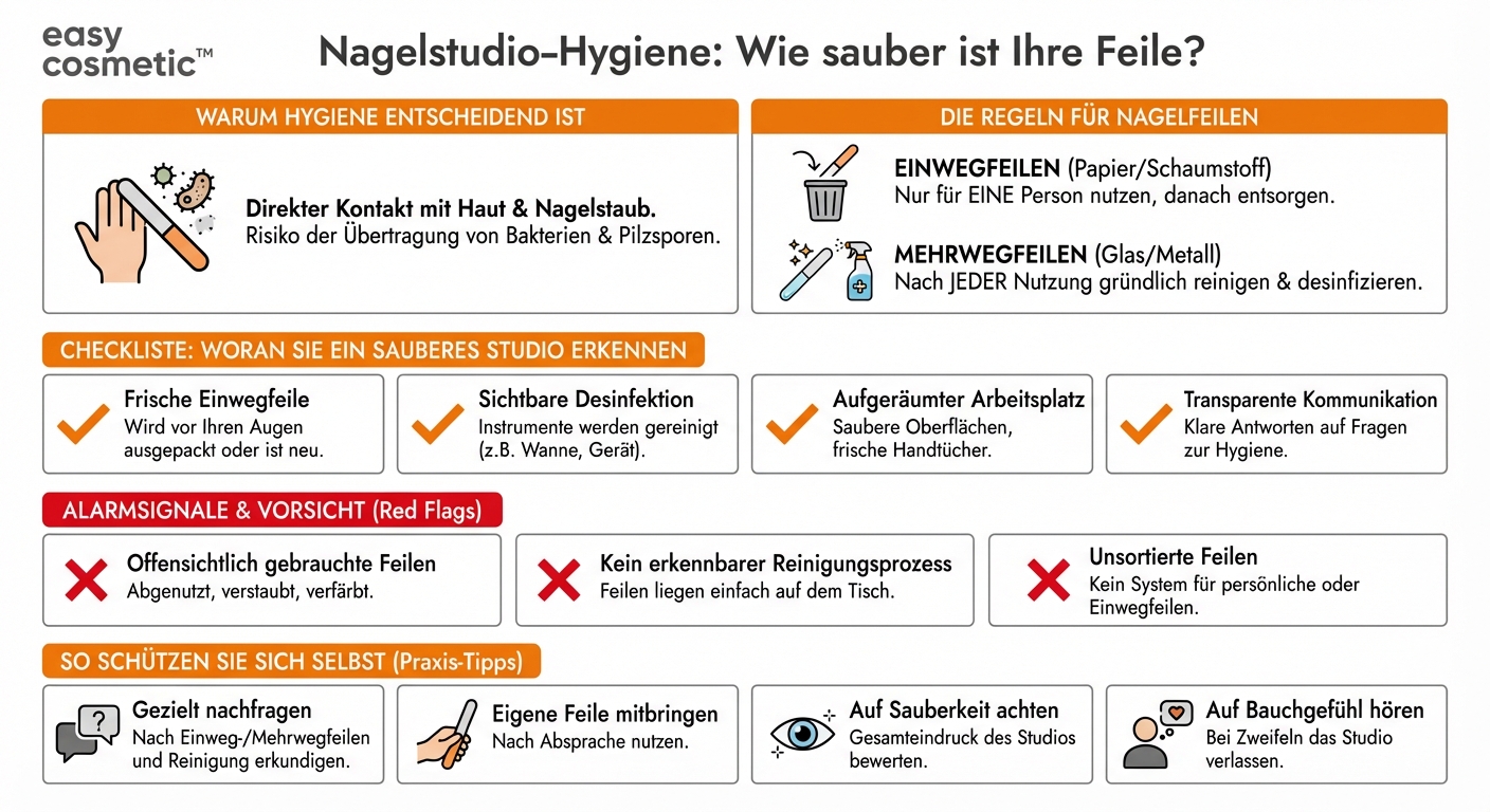 Ist es hygienisch, wenn im Nagelstudio dieselbe Feile für mehrere Kunden verwendet wird?
