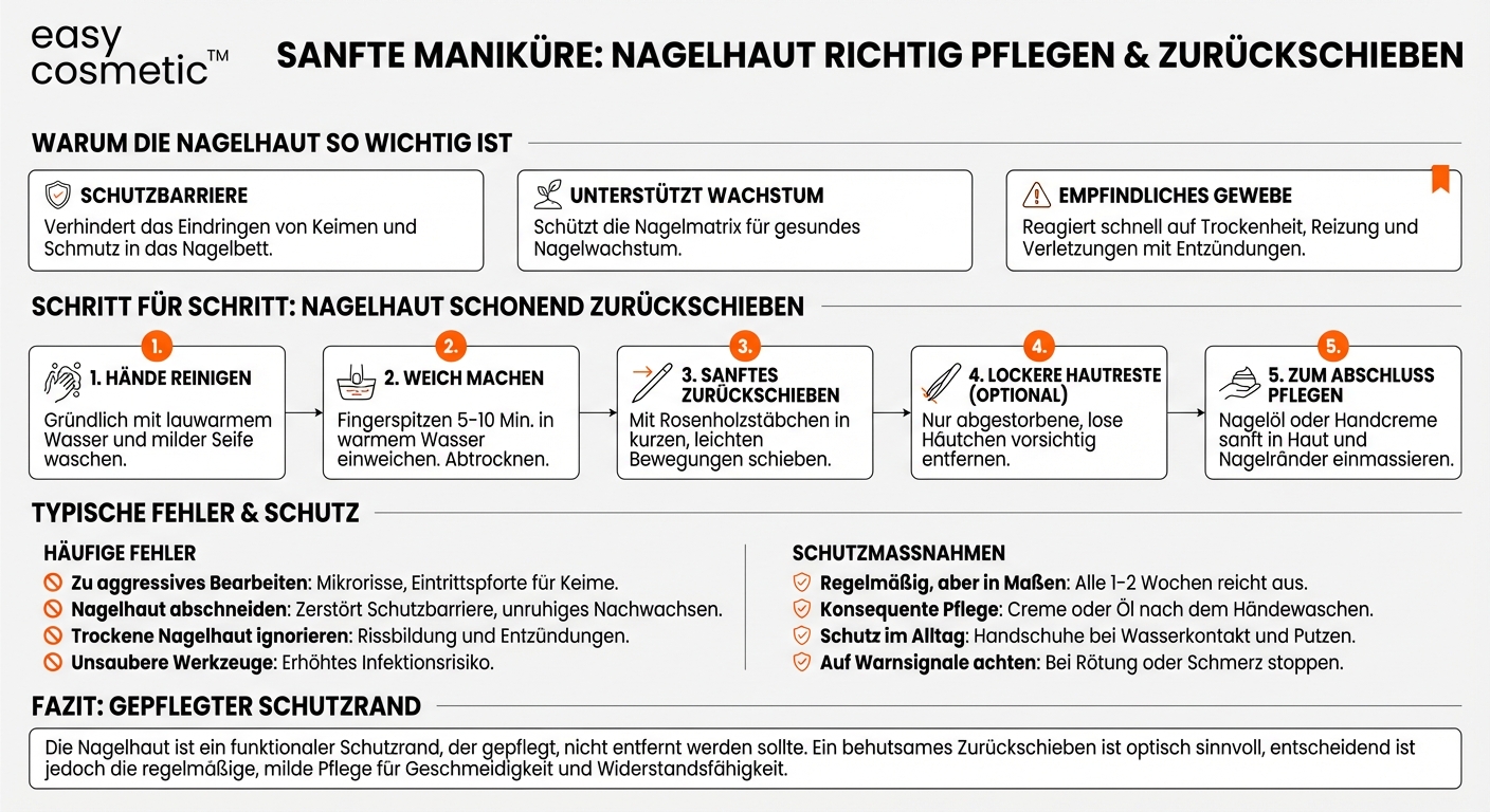 Ist es sinnvoll, die Nagelhaut zurückzuschieben, und wenn ja, wie mache ich das richtig?