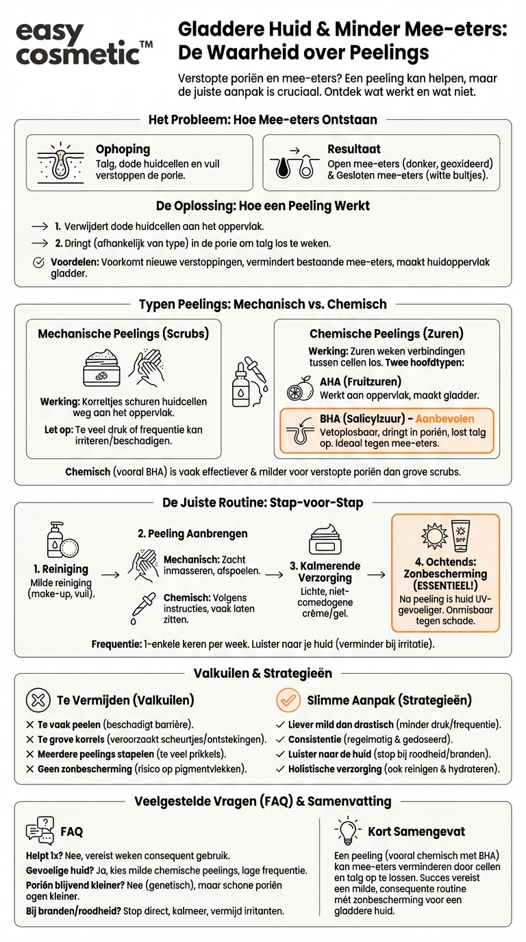 Kan een peeling helpen tegen verstopte poriën en mee-eters?