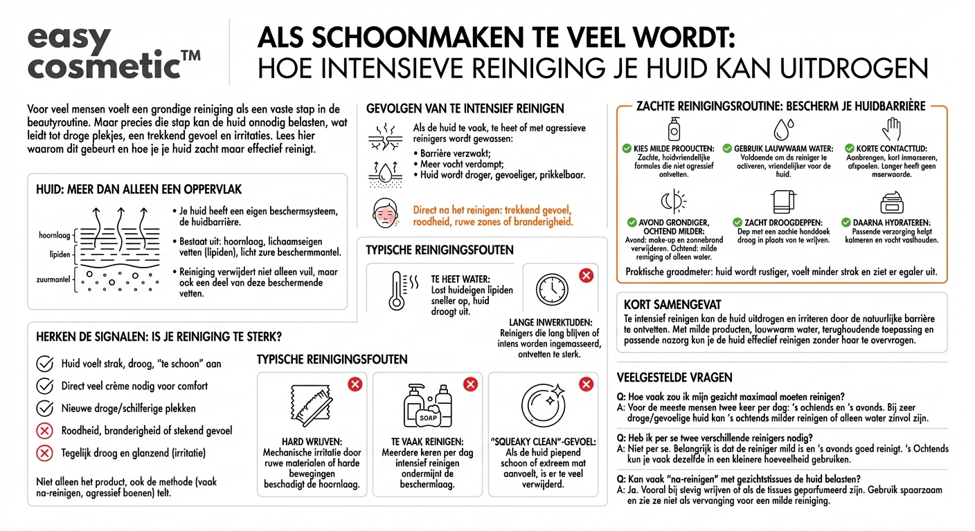 Kan een te intensieve reiniging mijn huid uitdrogen of irriteren?