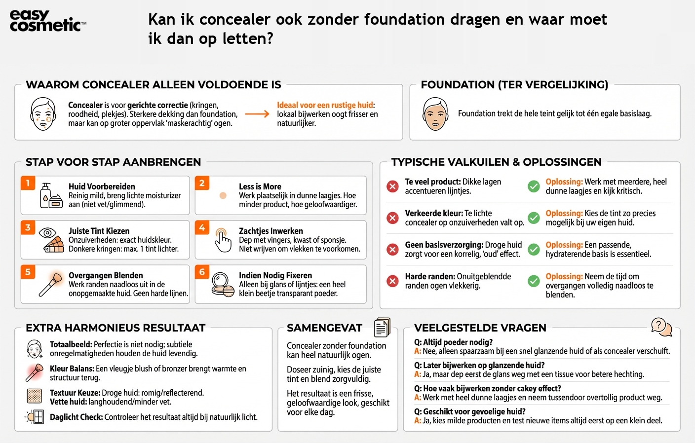 Kan ik concealer ook zonder foundation dragen en waar moet ik dan op letten?