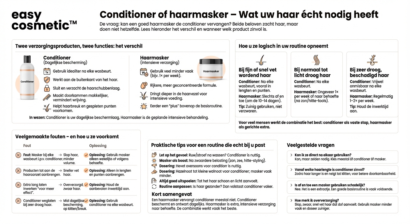 Kan ik een conditioner vervangen door een haarmasker of moeten beide producten worden gebruikt?