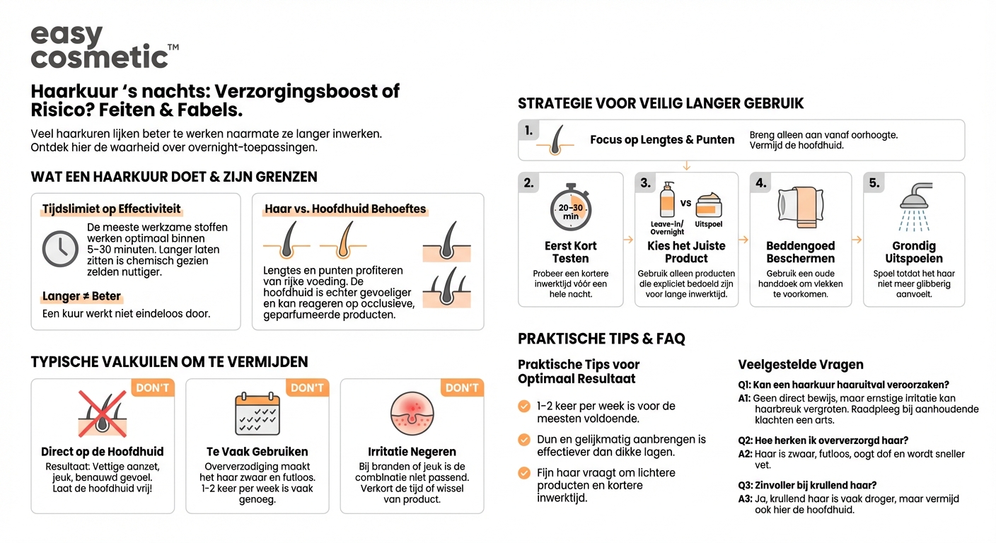 Kan ik een haarmasker de hele nacht laten inwerken of is dat schadelijk voor haar en hoofdhuid?