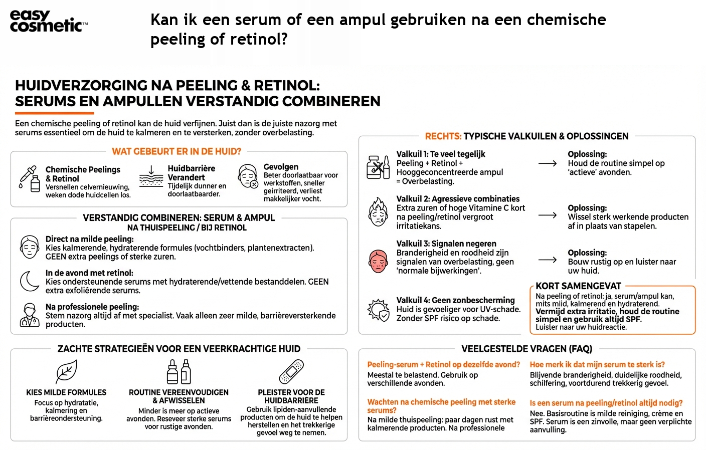Kan ik een serum of een ampul gebruiken na een chemische peeling of retinol?