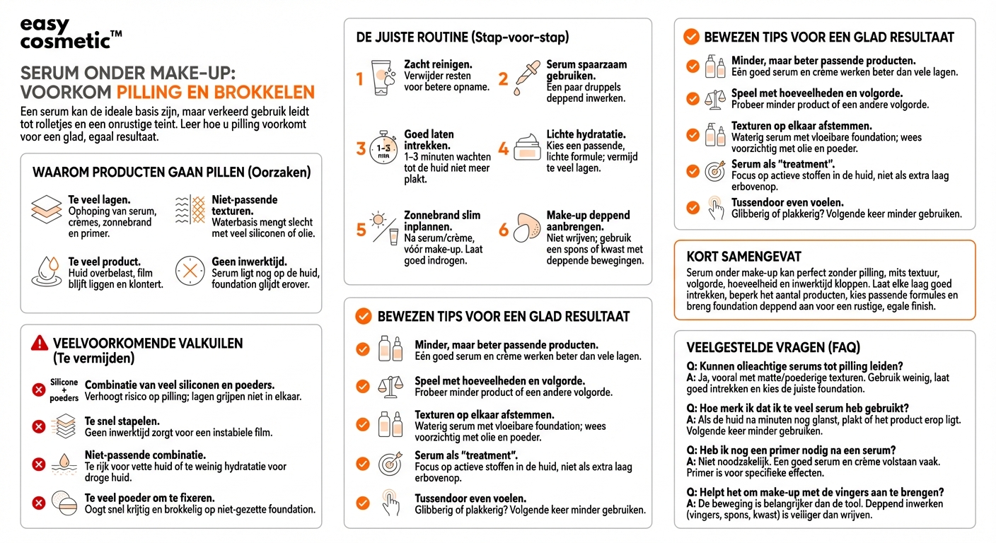 Kan ik een serum onder make-up dragen zonder dat het gaat rullen?