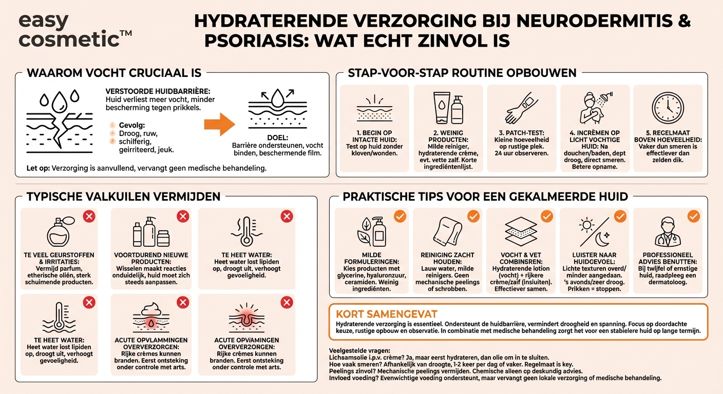 Kan ik een vochtinbrengende verzorging gebruiken bij huidaandoeningen zoals neurodermitis of psoriasis?