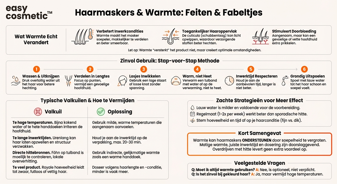 Kan ik haarmaskers en -kuren met warmte, bijvoorbeeld met een tulband of handdoek, intensiever laten werken?