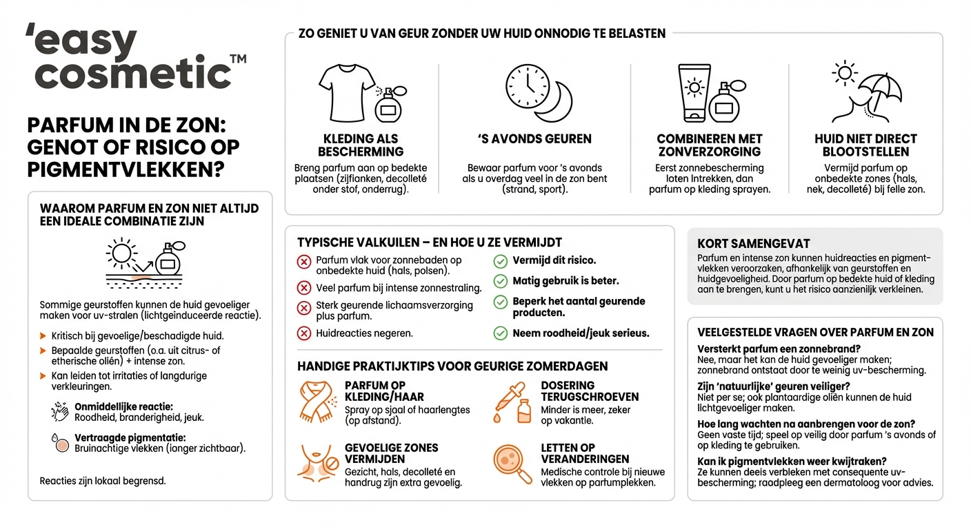 Kan ik parfum dragen in de zon of ontstaan er pigmentvlekken?