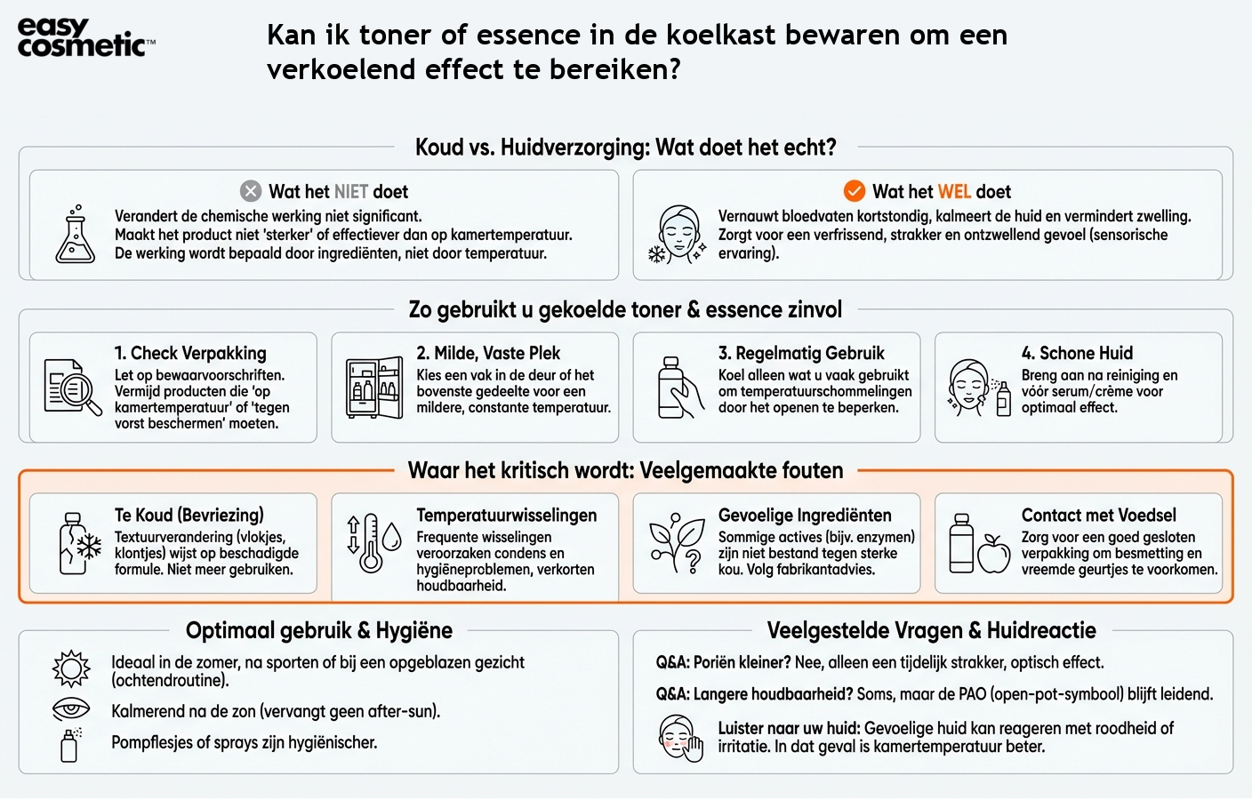 Kan ik toner of essence in de koelkast bewaren om een verkoelend effect te bereiken?