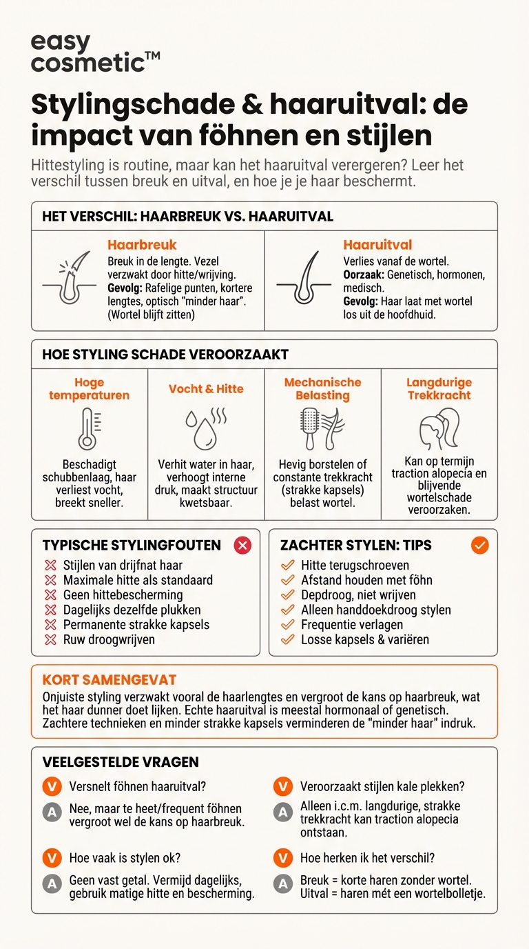 Kan verkeerd stylen, zoals vaak föhnen of stijlen, haaruitval bevorderen?