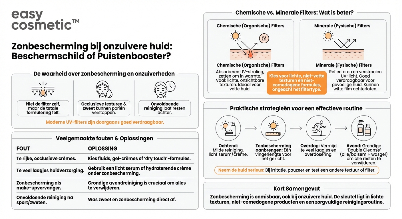 Kan zonbescherming onzuiverheden veroorzaken en welke filters zijn geschikt voor een probleemhuid?