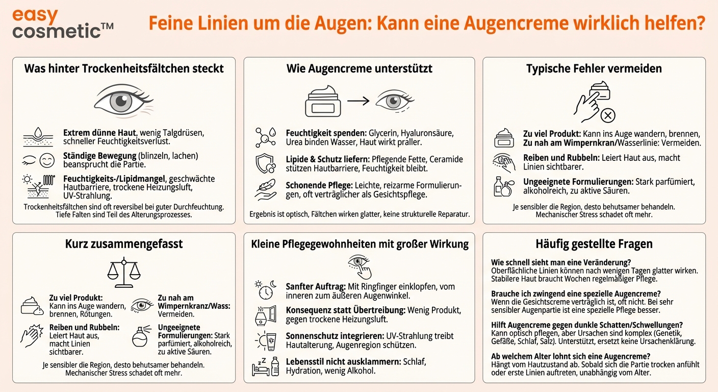 Kann Augencreme helfen, Trockenheitsfältchen rund um die Augen zu reduzieren?