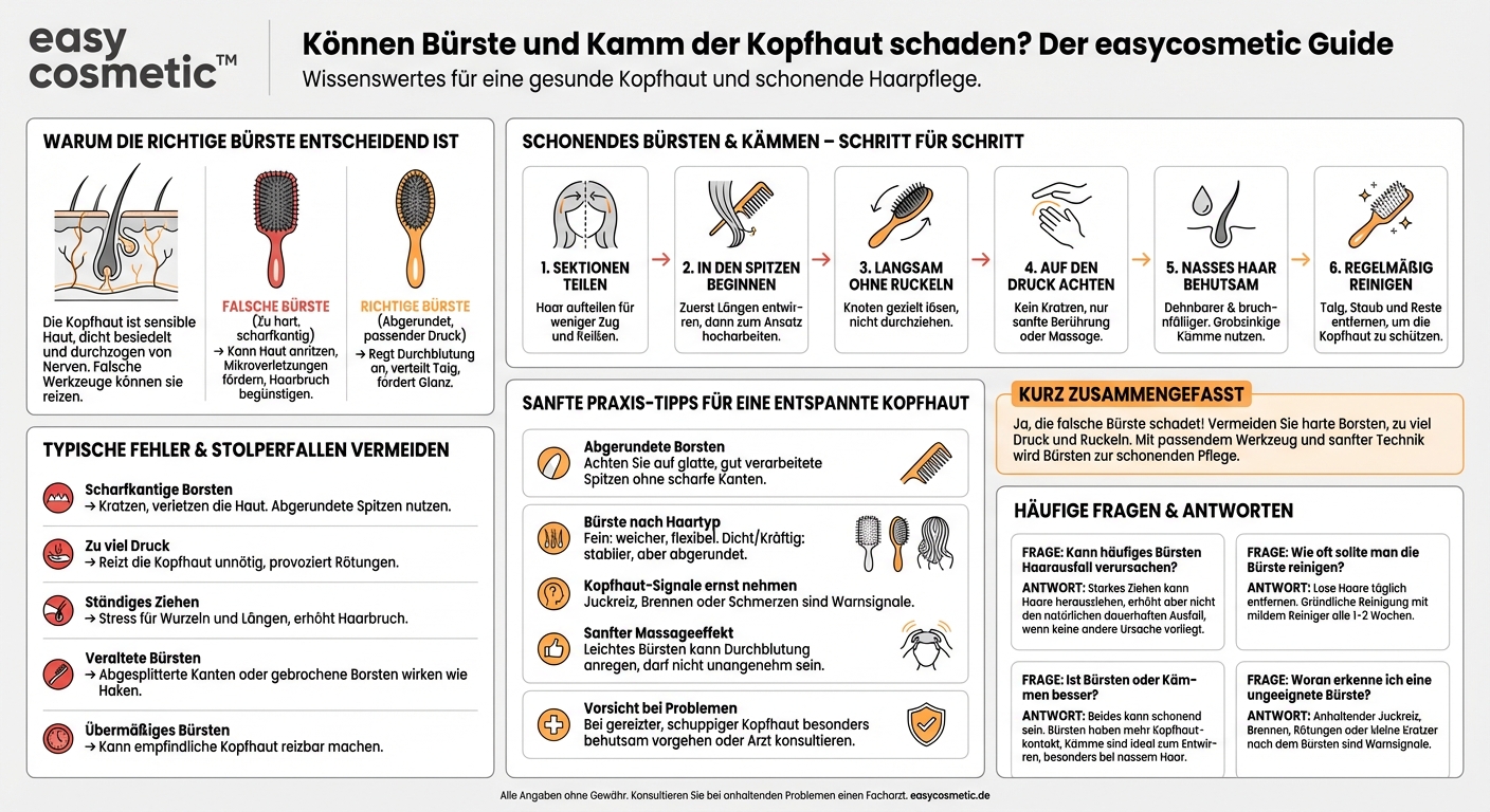 Kann eine falsche Bürste oder Kamm der Kopfhaut schaden?