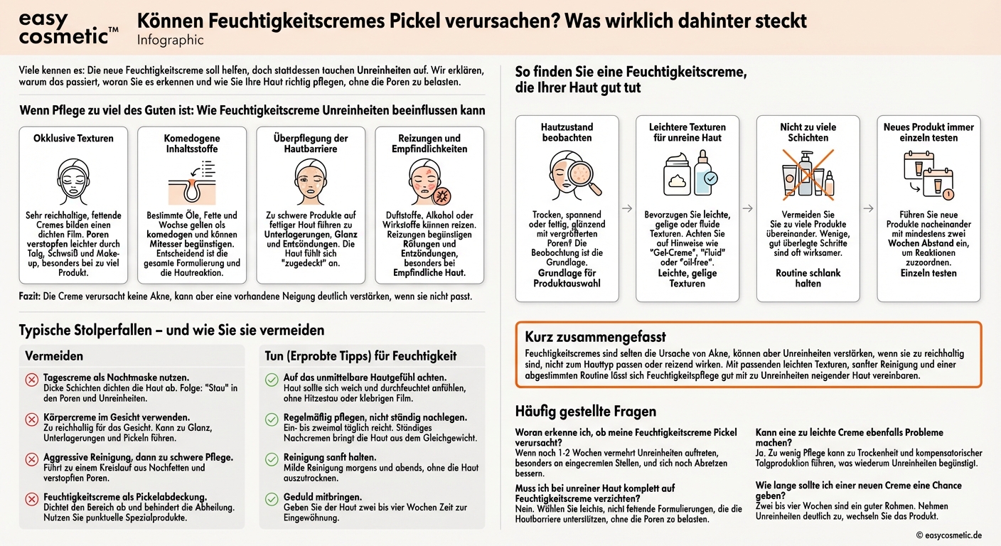 Kann eine Feuchtigkeitscreme Unreinheiten oder Pickel verursachen?