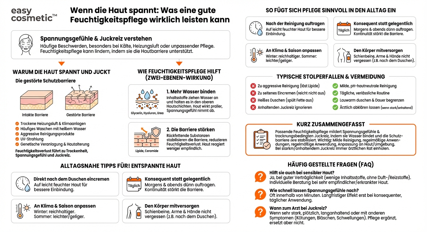Kann eine Feuchtigkeitspflege helfen, Spannungsgefühle und Juckreiz der Haut zu lindern?