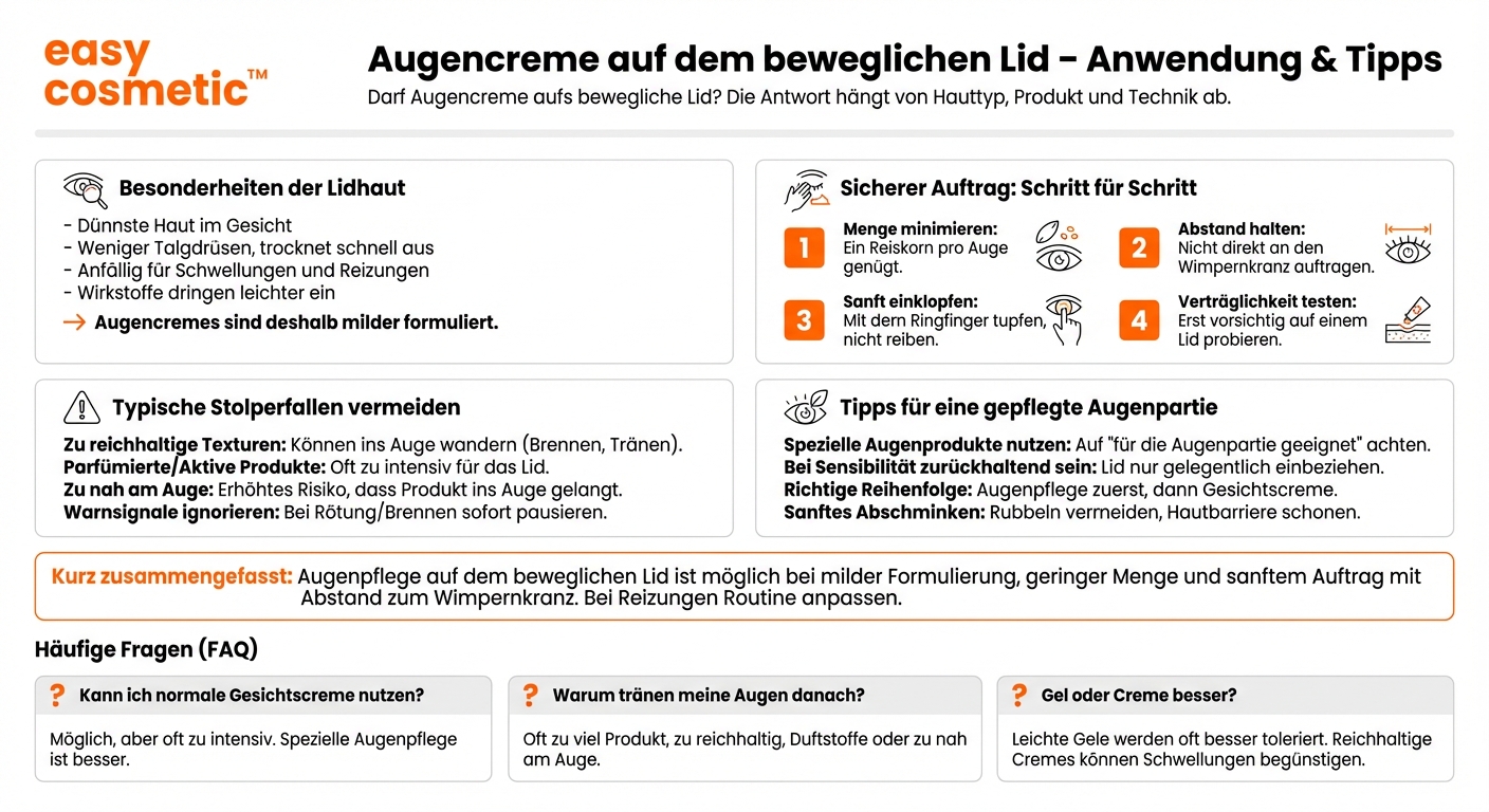 Kann ich Augenpflege auch auf den beweglichen Lidern anwenden?