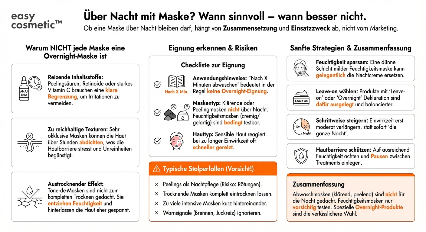 Kann ich eine Gesichtsmaske über Nacht drauflassen, auch wenn es keine Overnight-Maske ist?