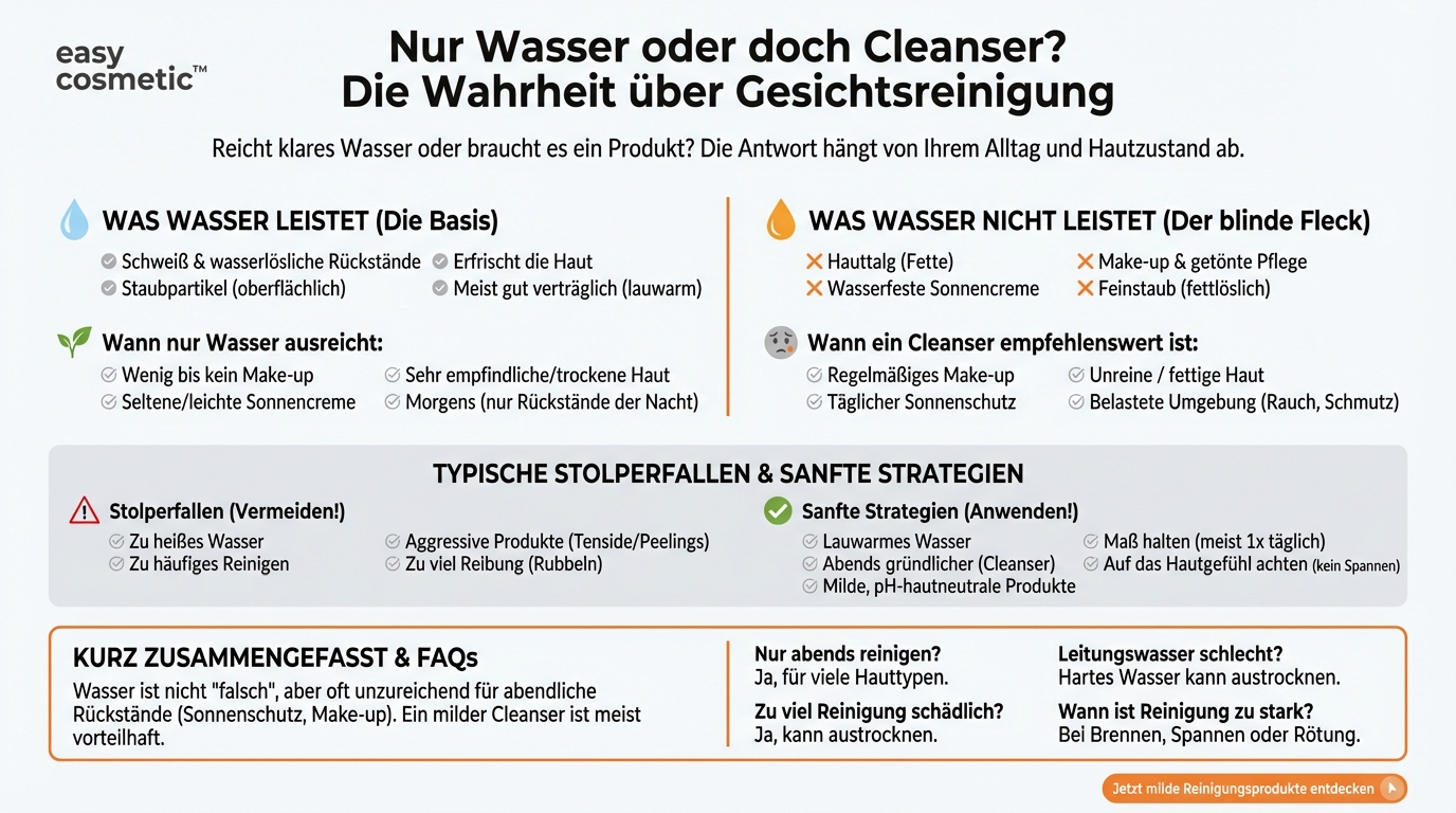 Kann ich mein Gesicht nur mit Wasser waschen oder ist ein Reinigungsprodukt zwingend notwendig?
