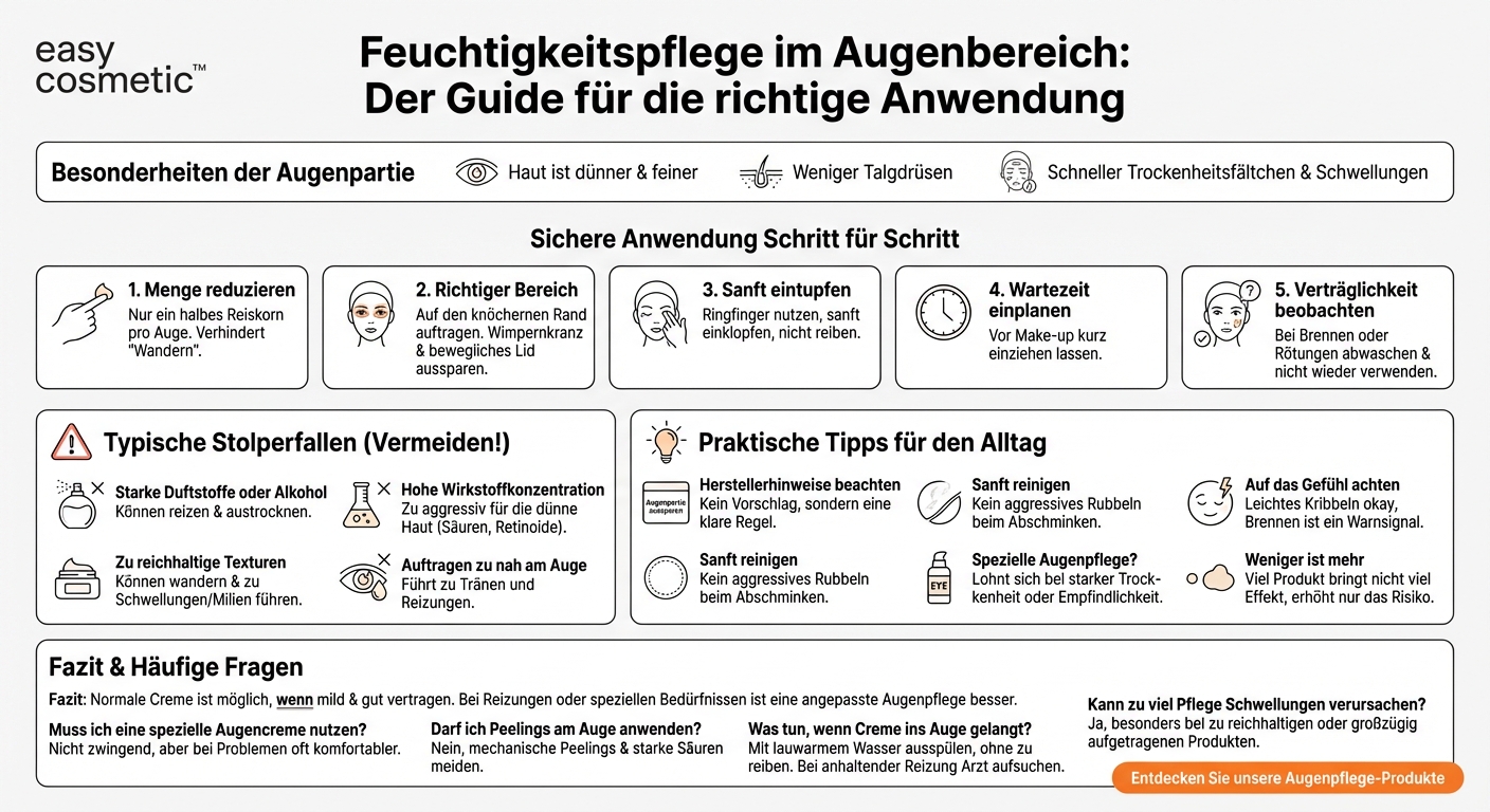 Kann ich meine Feuchtigkeitspflege auch im Augenbereich anwenden oder ist das schädlich?