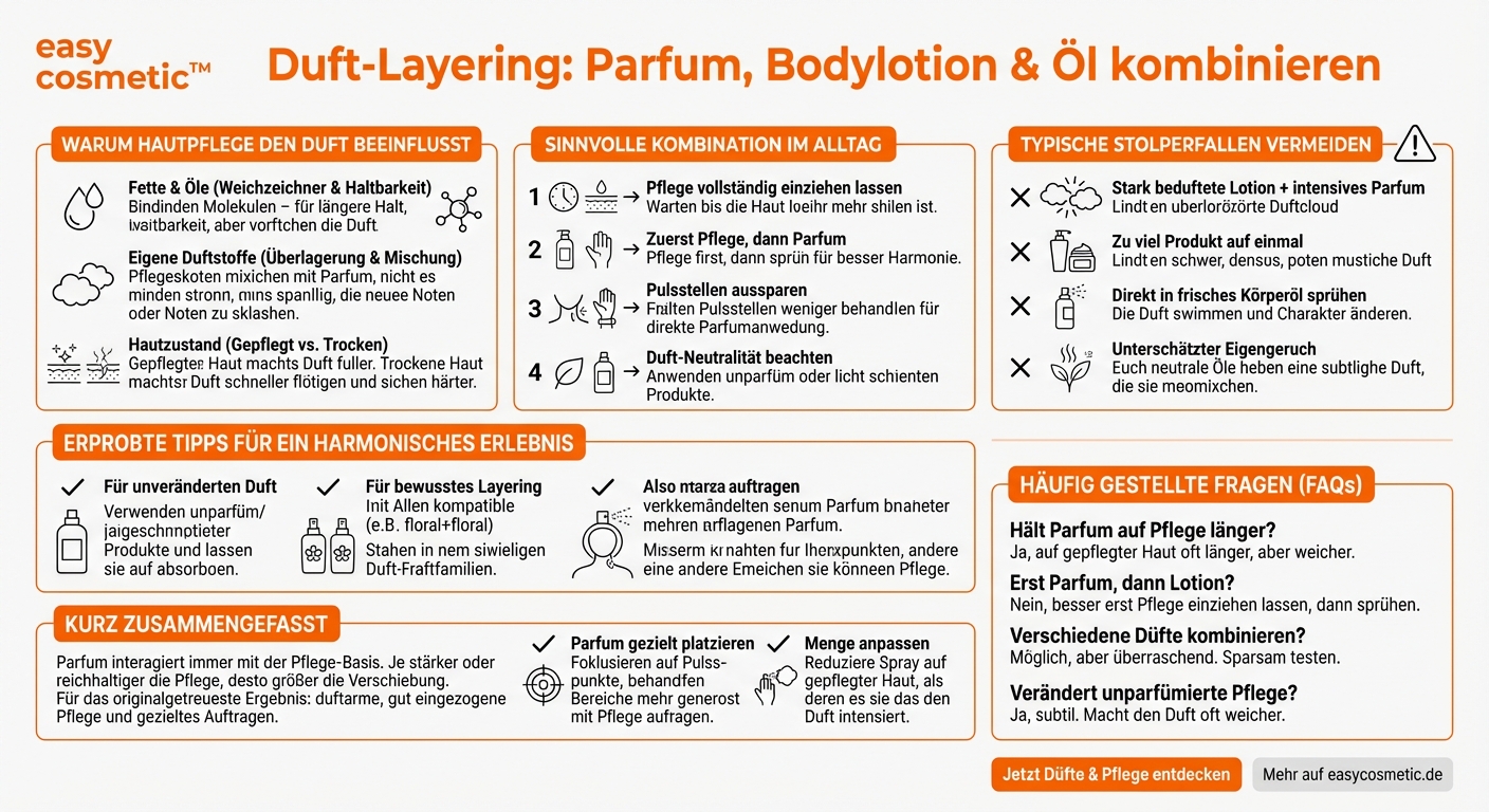 Kann ich Parfum auf bereits aufgetragene Körperlotion oder Body Oil sprühen, ohne den Duft zu verändern?