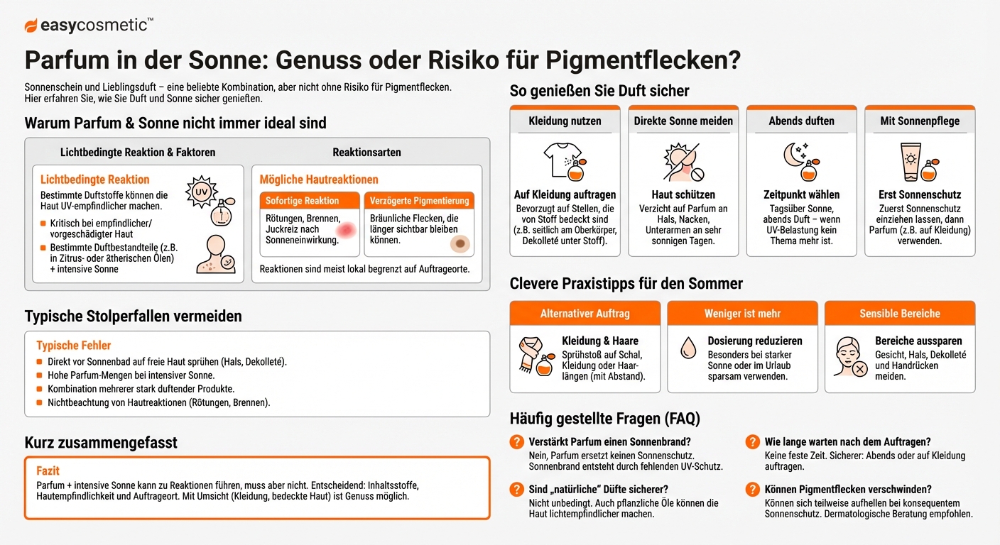 Kann ich Parfum in der Sonne tragen oder gibt es Pigmentflecken?