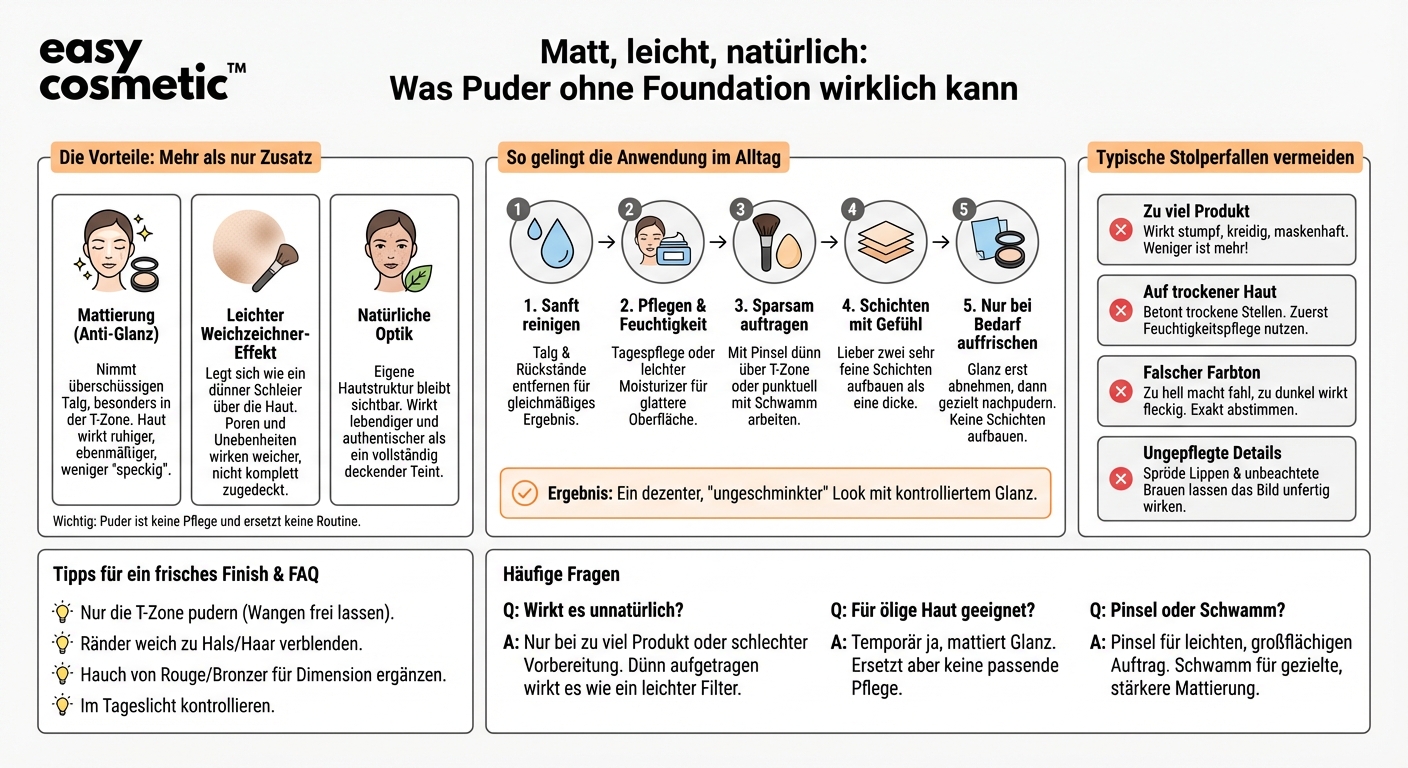 Kann ich Puder auch ohne Foundation verwenden, und wie wirkt das im Alltag?