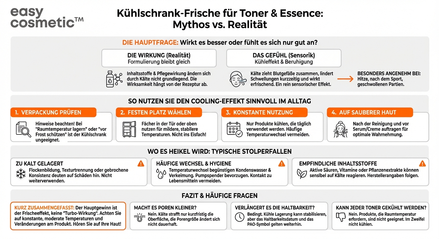 Kann ich Toner oder Essence im Kühlschrank aufbewahren, um einen kühlenden Effekt zu erzielen?