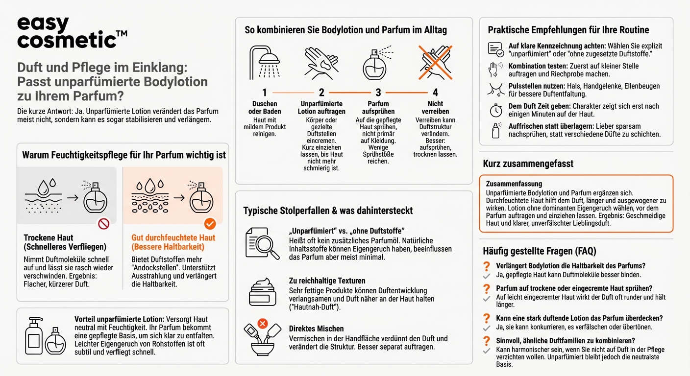Kann ich unparfümierte Bodylotion verwenden, ohne den Duft meines Parfums zu verändern?