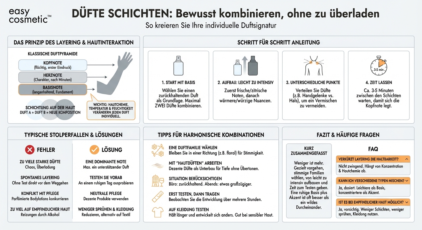 Kann ich verschiedene Parfums übereinander schichten und worauf sollte ich dabei achten?