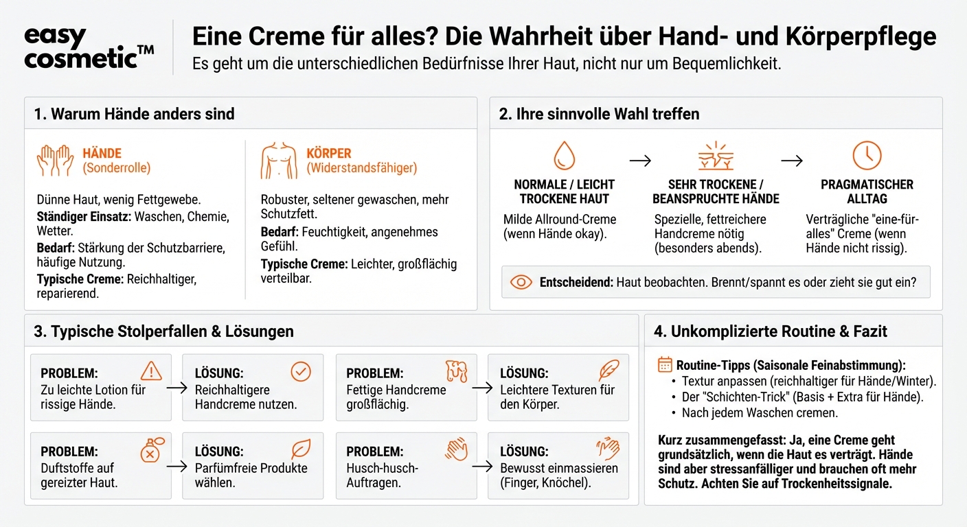 Kann man dieselbe Creme für Hände und Körper verwenden?