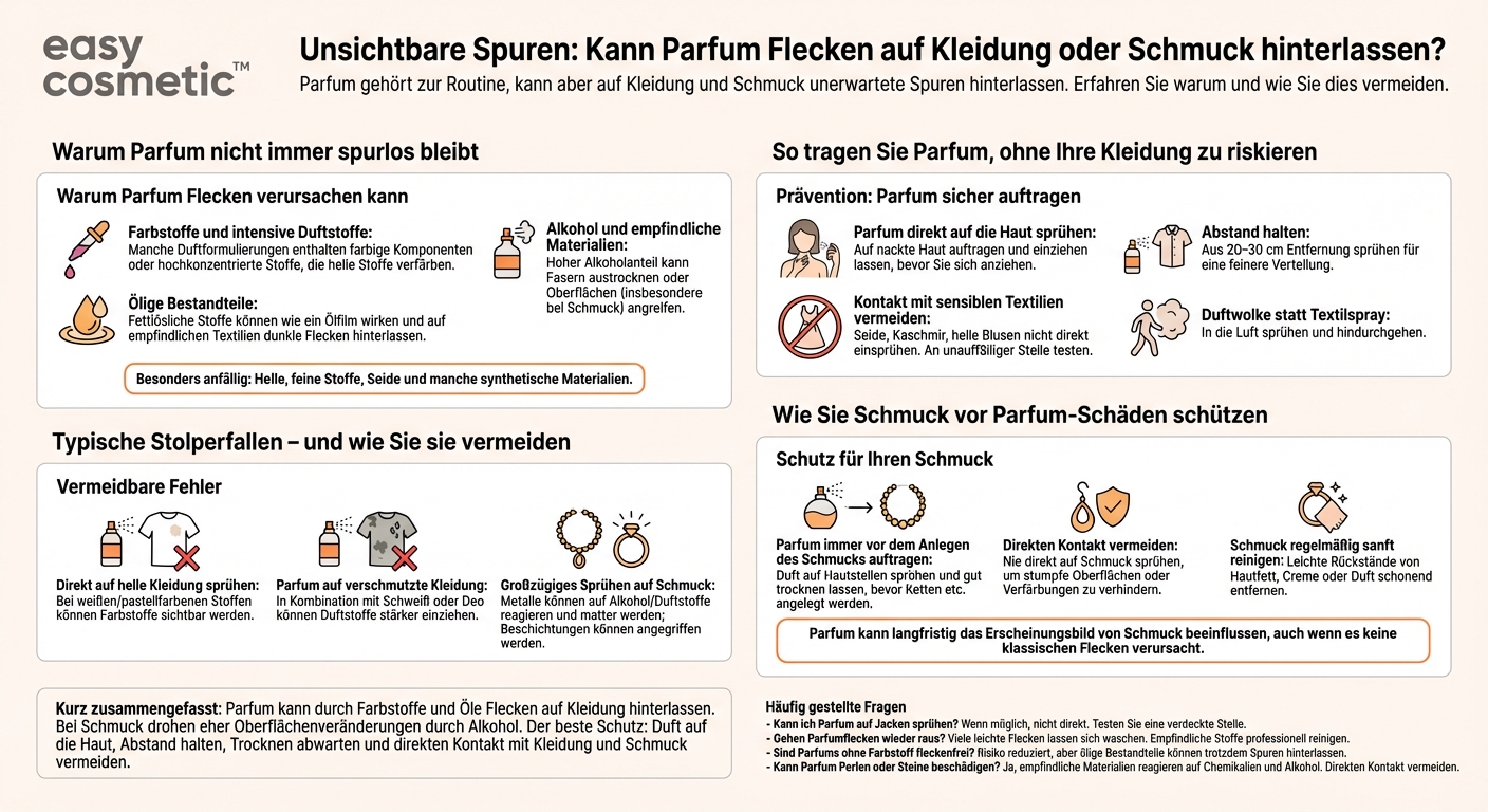 Kann Parfum Flecken auf Kleidung oder Schmuck verursachen?