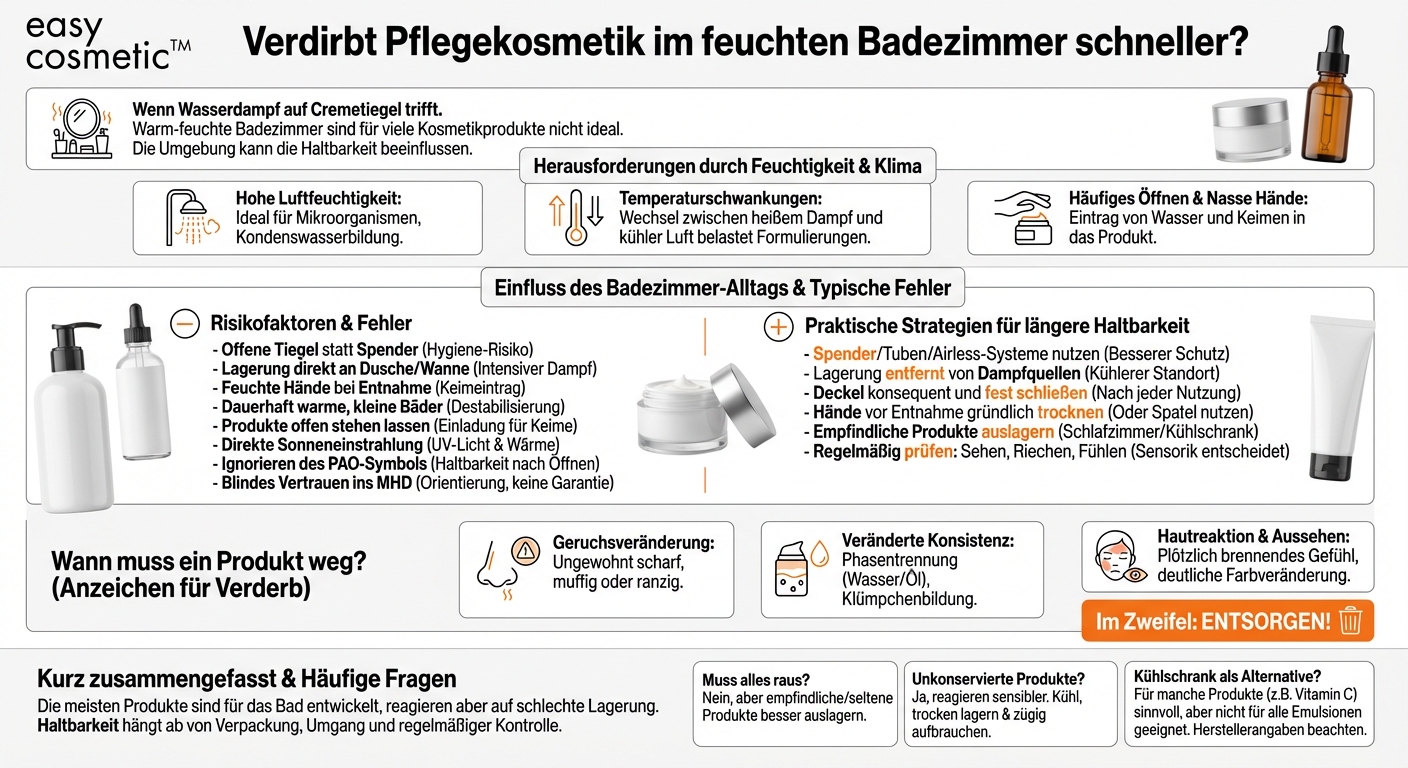 Kann Pflegekosmetik im Badezimmer durch Feuchtigkeit schneller verderben?