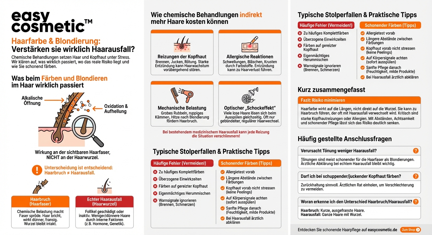 Können bestimmte Haarfärbe- oder Blondierprodukte Haarausfall verstärken?