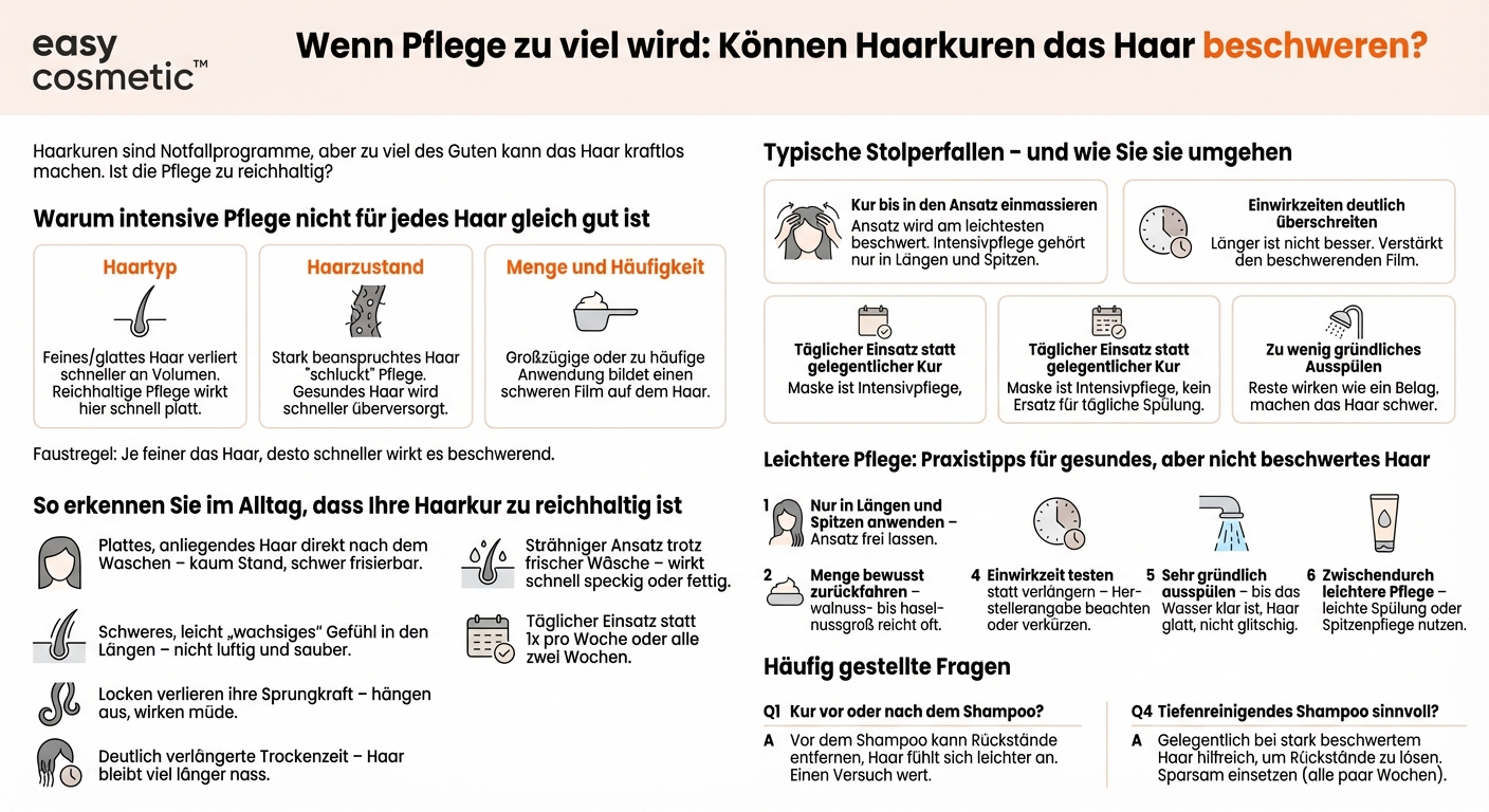 Können Haarkuren oder Masken das Haar beschweren und wie merke ich, dass ich zu reichhaltige Produkte benutze?