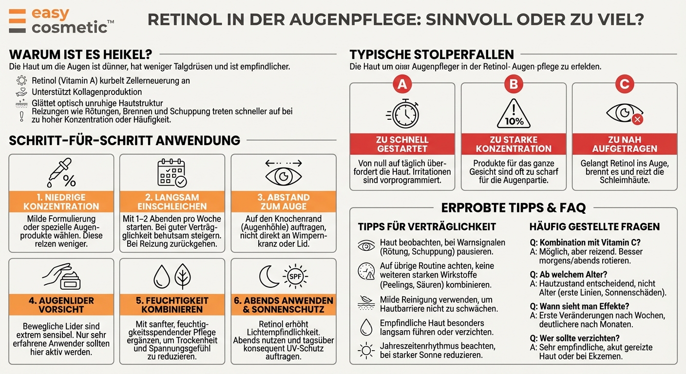 Können Produkte mit Retinol in der Augenpflege verwendet werden und worauf muss man achten?