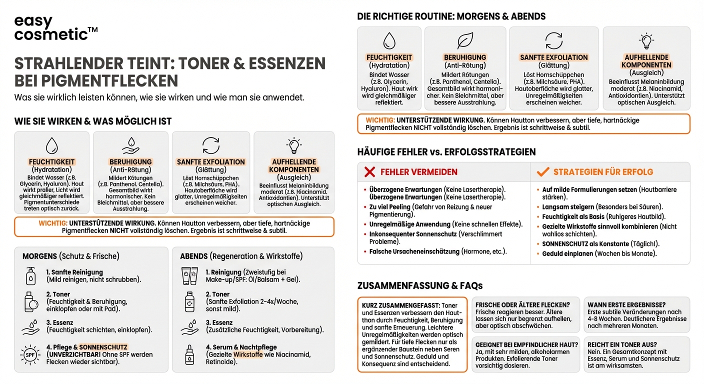 Können Toner und Essenzen Pigmentflecken oder einen ungleichmäßigen Hautton verbessern?